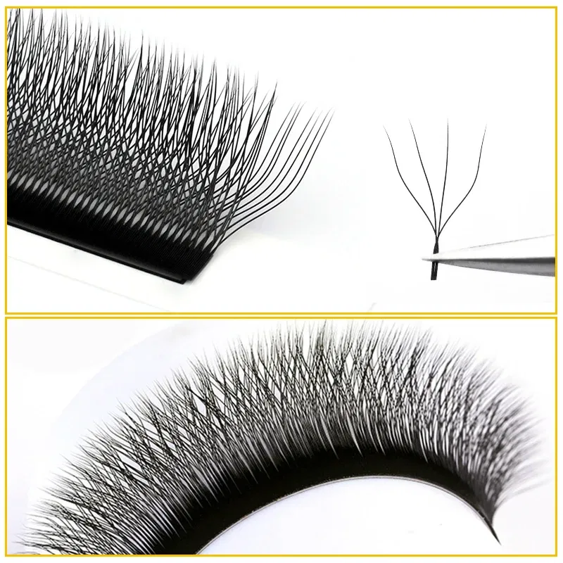 Curl: C, Thickness: 0.07mm, Length: MIX, Ships From: CHINA - Gemerry Cilios W 4D W-shaped Eyelash Extension Automatic Flowering W Lashes LU/L/C/D Curl High Quality Individual Fake Eyelashes