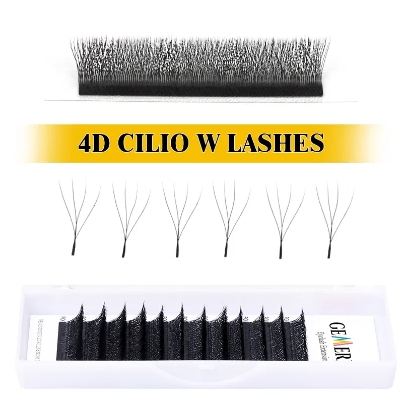 Curl: C, Thickness: 0.07mm, Length: MIX, Ships From: CHINA - Gemerry Cilios W 4D W-shaped Eyelash Extension Automatic Flowering W Lashes LU/L/C/D Curl High Quality Individual Fake Eyelashes