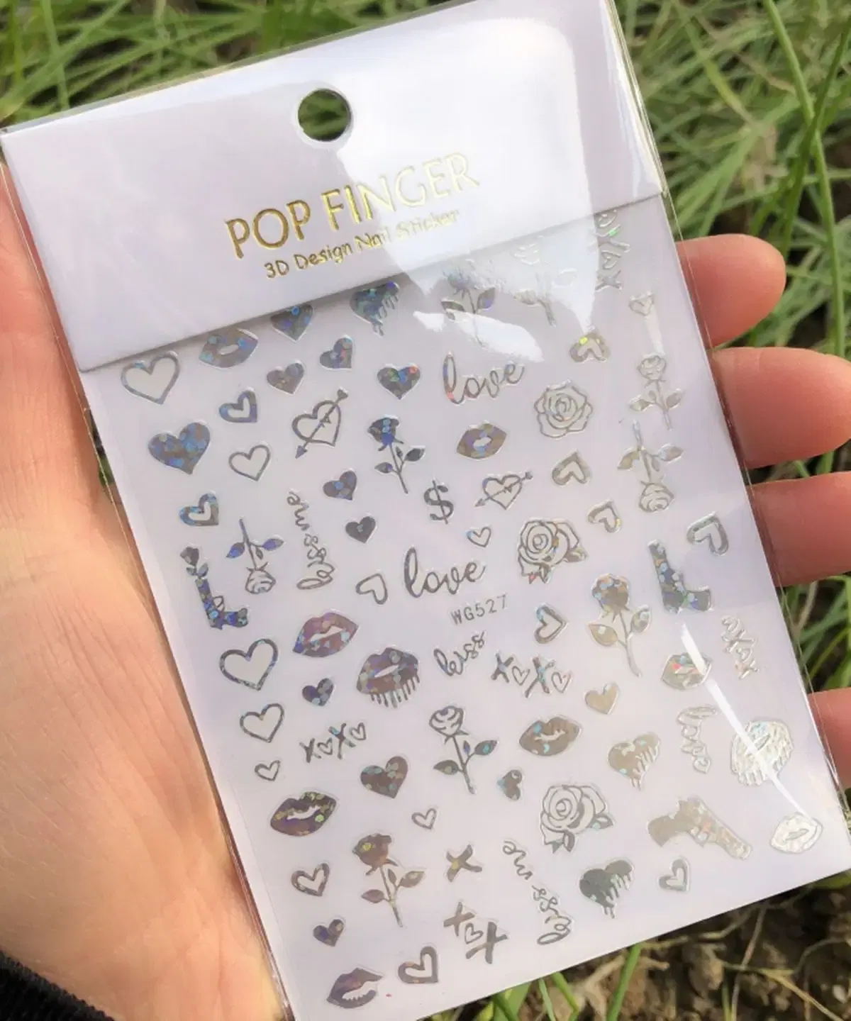 Color: Mint Colour - 1PCS New English Alphabet Nail Stickers Multi-Color Laser Reflective Nail Slider Art Cool Text Nail Kit