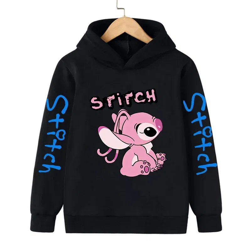 Color: Yellow, Size: 12cm - New in Cool Stitch Hoodie Children Cartoon Clothes Kid Girl Boy Lilo and Stitch Sweatshirt Manga Hoody Baby Casual Top