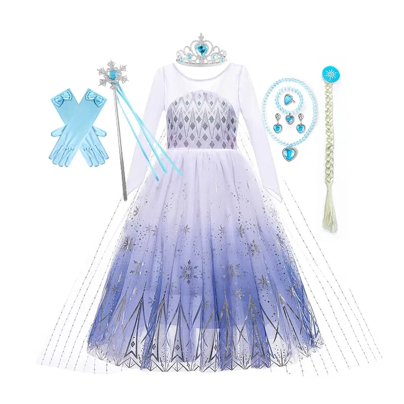 Color: army green, Kid Size: 5 - Disney Kids Girls Cosplay Frozen Elsa Anna Princess Dress Girl Mesh Ball Gown Carnival Birthday Clothes Snow Queen Elsa Costume