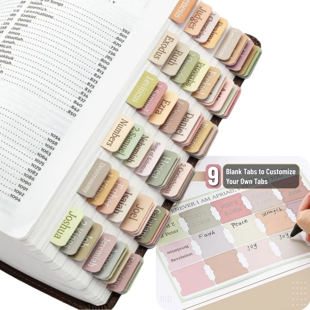 Color: WHITE - 5 Sheets(75pcs) Bible Tabs Large Print And Easy-To-Read Bible Journaling Supplies Self-Adhesive Index Label Sticker Stationery