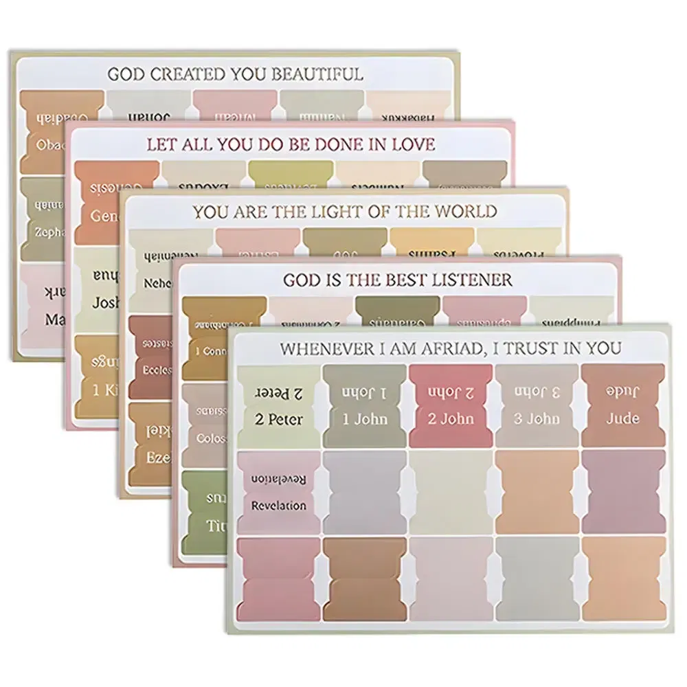 Color: WHITE - 5 Sheets(75pcs) Bible Tabs Large Print And Easy-To-Read Bible Journaling Supplies Self-Adhesive Index Label Sticker Stationery