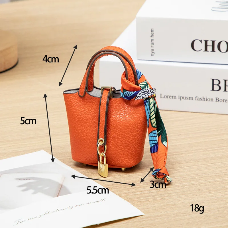 Color: Bronze - Mini Bag Pendant Keychain Hanging Accessory Zero Wallet Creative Portable Bracelet Bluetooth Earphone Bag Multifunctional