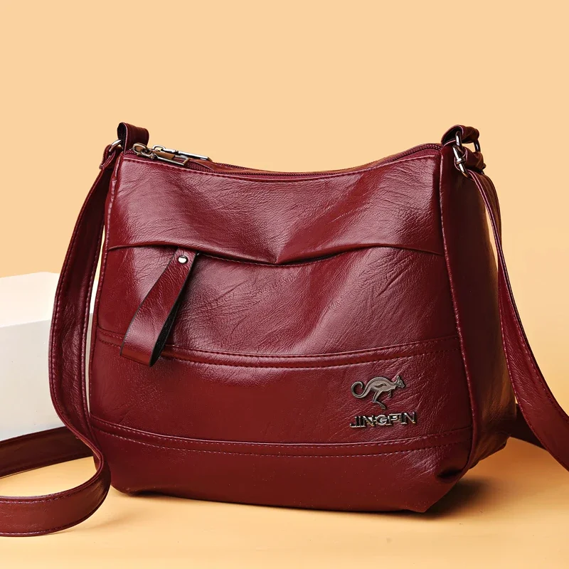Color: black - Elegant Leather One Shoulder Handbag Shopping Bag 2024 New Women's Fashion Handbag Sheepskin grain Beautiful Lady Crossbody Bag