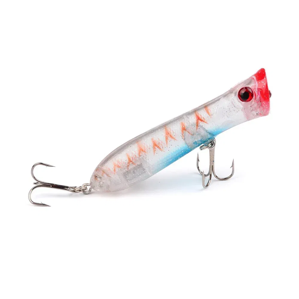 Color: green - 80mm 12g 6# Hook Popper Hard Bait Wobbler Fishing Lure Artificial Floating Trailer Ocean Fishing Bionic Carp Tackle Sea Fishing