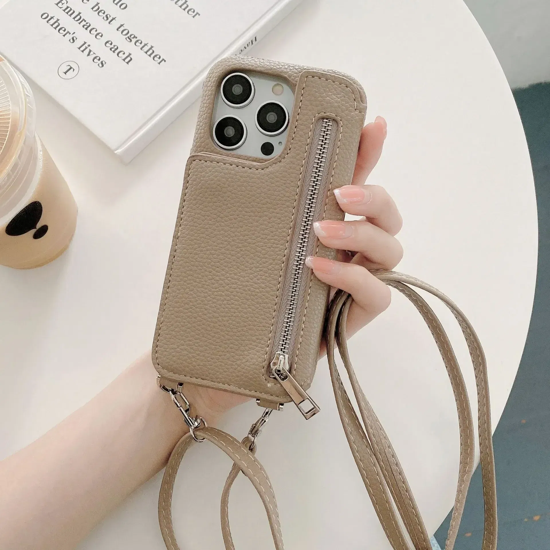 Material: CANVAS, Color: Clear - Zipper Wallet Makeup Mirror Crossbody Lanyard Case For iPhone 16 15 14 Pro Max 13 12 11 XR XS 7 8 Plus Card Slot Leather Cover
