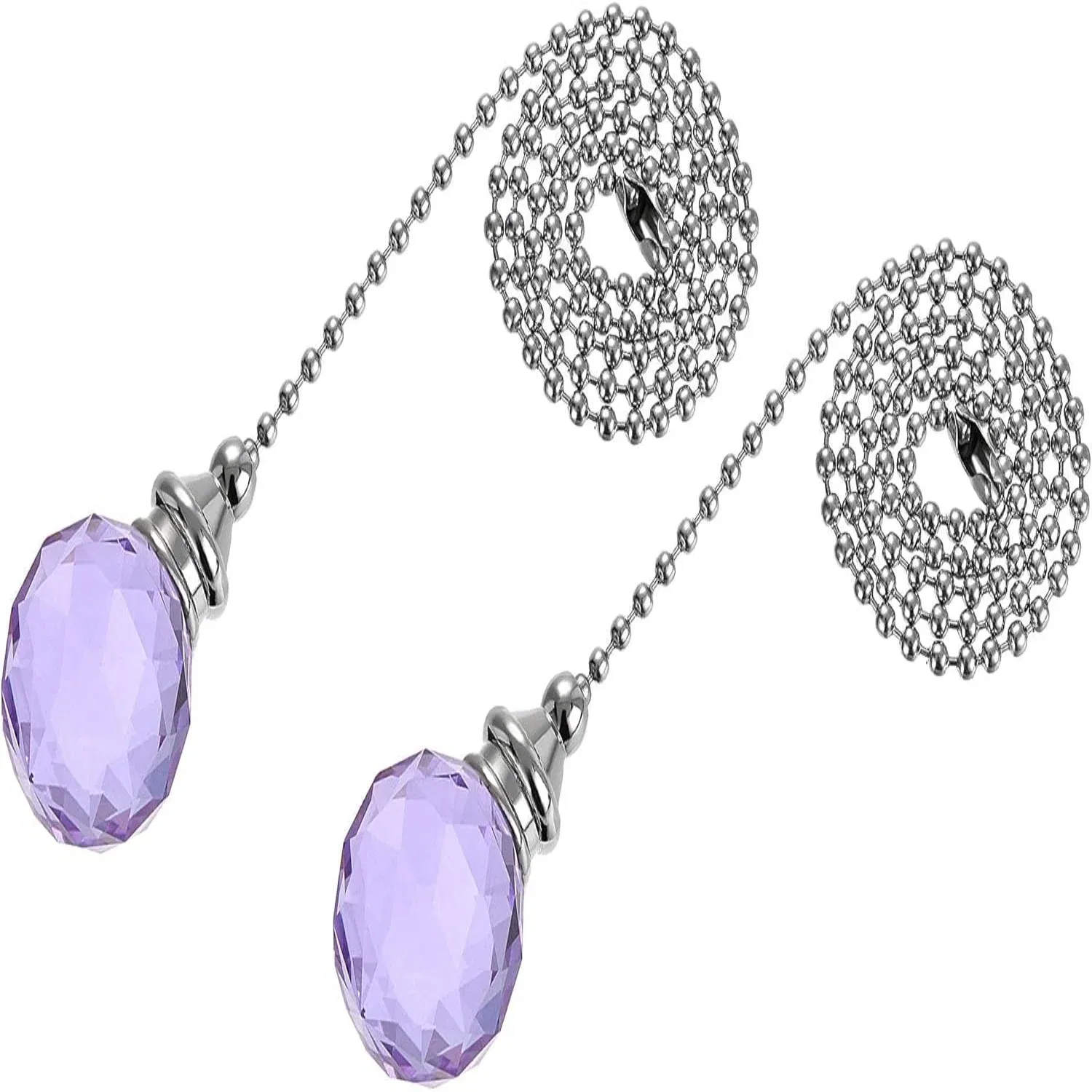 Color: PURPLE, Ships From: CHINA - Ceiling Fan Pull Chain, 20 Inch Nickel Finish Chain Ornament Extension, 30mm Red Crystal Ball Pendant 2Pcs