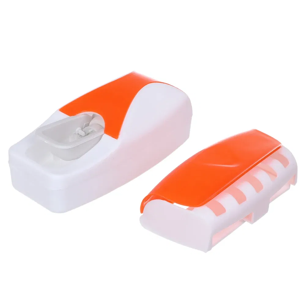 Color: Orange, Ships From: CHINA - Toothbrush Holder Automatic Toothpaste Dispenser Set Dustproof Sticky Suction Wall Mounted Toothpaste Squeezer Bathroom Holder