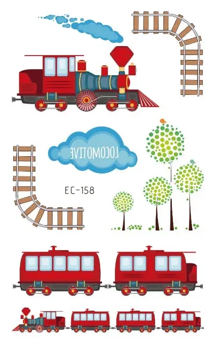 Color: Blue - 1Sheets Vehicle Temporary Tattoo Small Cars Helicopter Train Steamship Hot Air Balloon Kid Waterproof Fake Tattoo Sticker