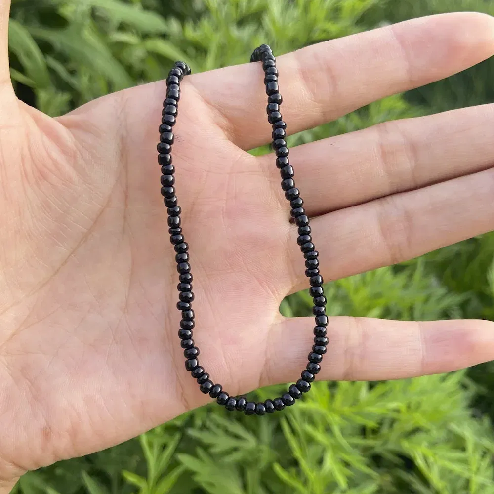 Metal Color: Blue Zinc - 2022 New Trend Colorful Rice Beads Necklace Bohemia Fashion Style Ladies Clavicle Chain Necklace Girls String Pearl Neck Jewelry