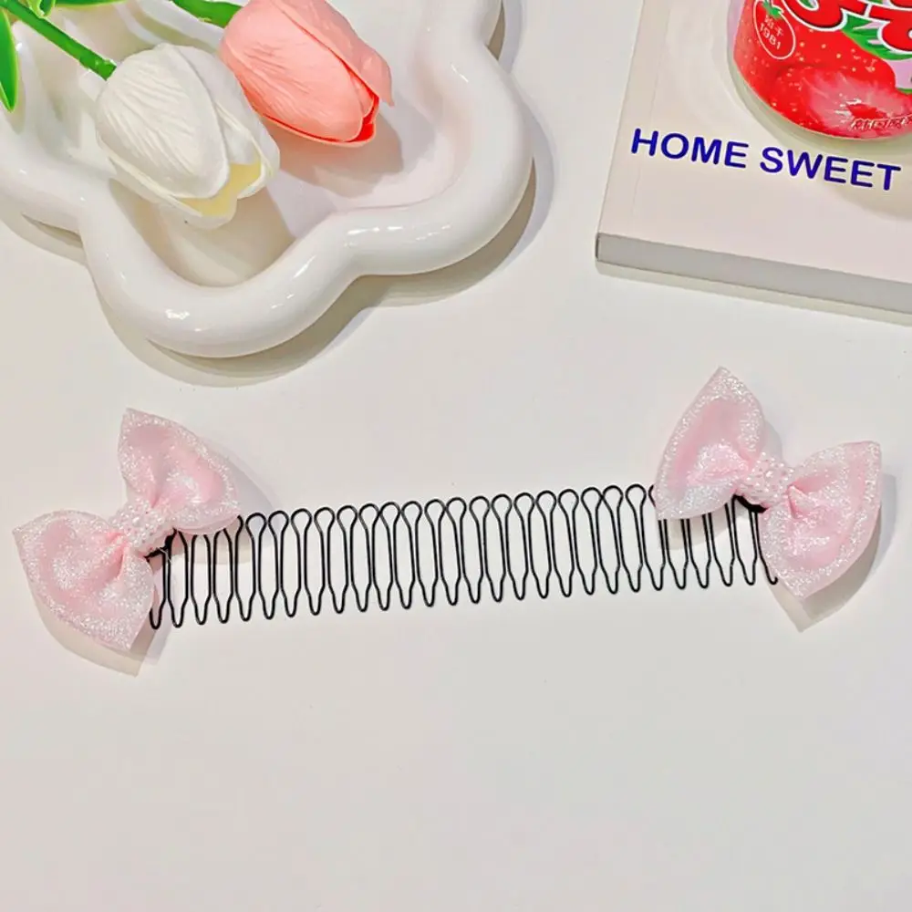Color: Silver - Invisible Broken Hairpin Women Bow Heart Hair Clip Kids Tiara Tools Curve Needle Bangs Fixed Insert Comb Styling Accessories