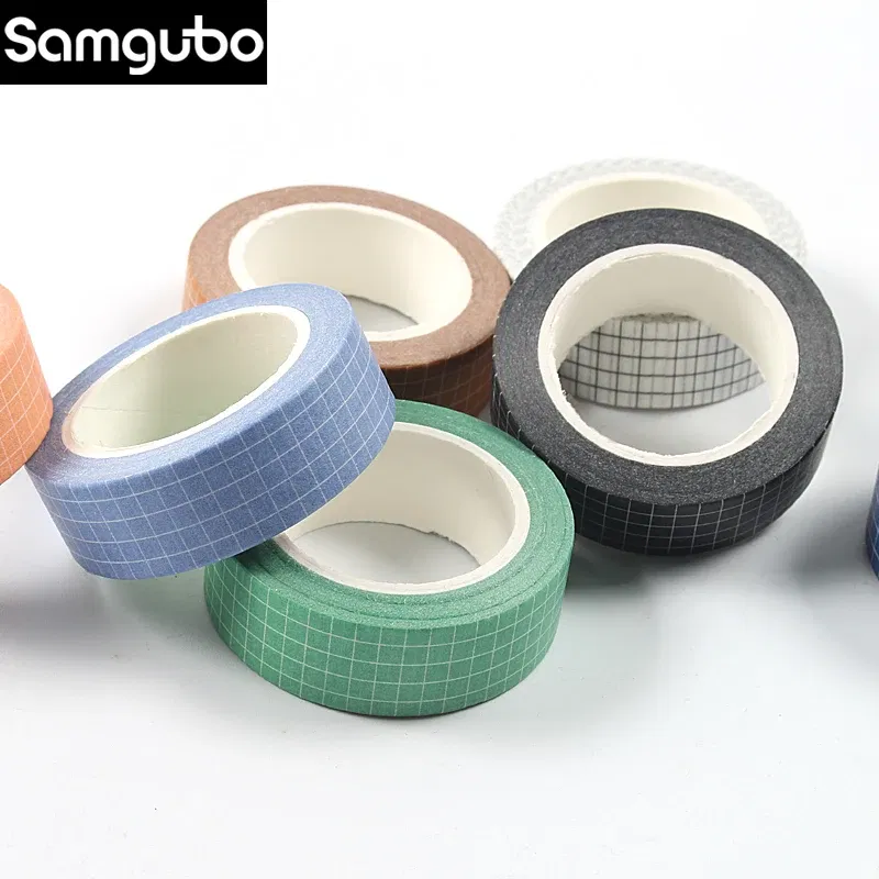 Color: Red - 10M Pure Color Grid Washi Tape Set Masking Tape Journaling Supplies Washy Tape Organizer Washitape Stationery Sticker Scrapbook