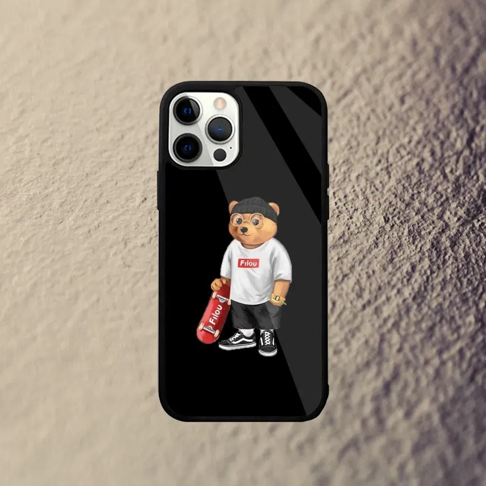 Color: Brown, Material: PP - Baron F-Filou Bear Fashion Phone Case For iPhone 15,14,13,12,11,Plus,Pro,Max Mini Magsafe Magnetic Wireless Charging