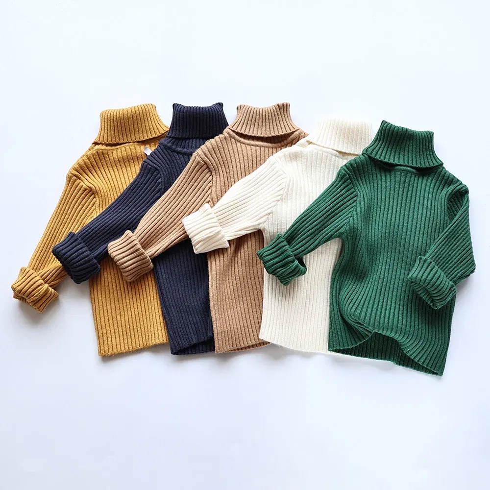 Color: Blue, Kid Size: 7 - MILANCEL Autumn Soft Tight Unisex Kids Knitwear Sweaters Solid Multi Color Girls Sweater Brief Boys Pullover Turtleneck Outwear