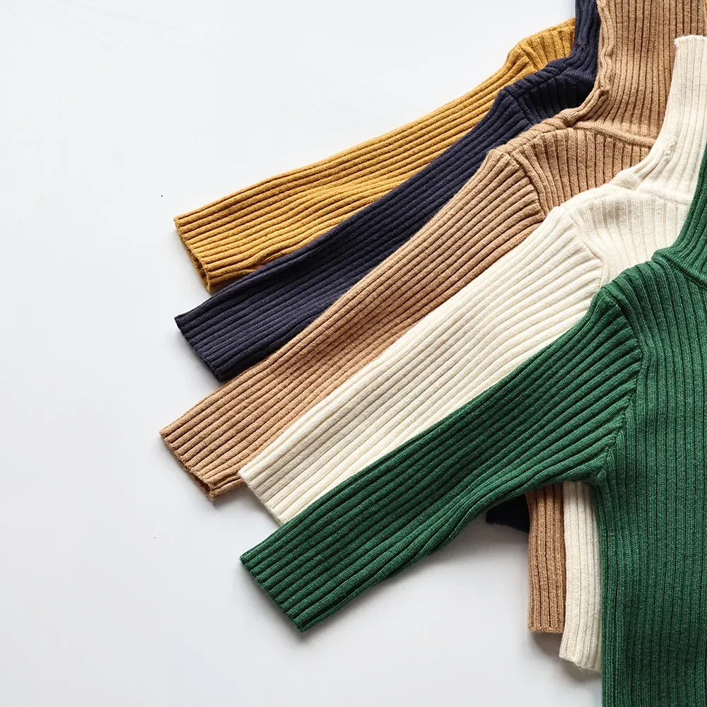 Color: Blue, Kid Size: 7 - MILANCEL Autumn Soft Tight Unisex Kids Knitwear Sweaters Solid Multi Color Girls Sweater Brief Boys Pullover Turtleneck Outwear