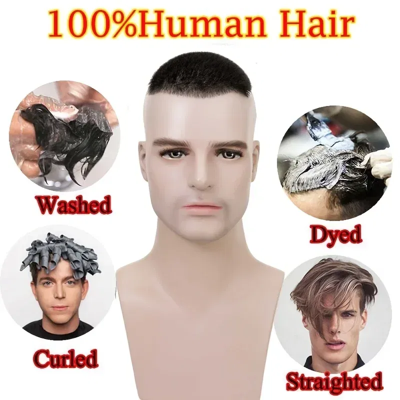Toupee Color: 30R#, Toupee Density: 110% - PROKYVITY 11g Buzz Short Cut Men's Toupee Human Hair Natural Male Hair Replacement System PU Invisible Extension Hairpiece
