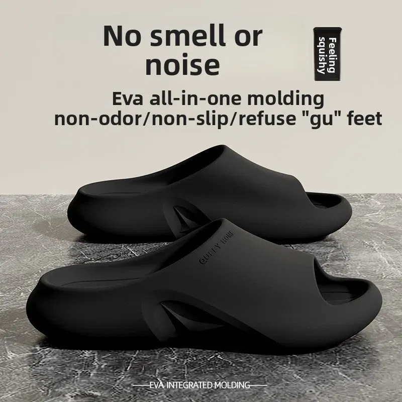 Color: black, Shoe Size: 36-37 - High Quality EVA Soft Thick Soled Slippers Women's Summer Fashion Wear Slippers Home Home Sandals Men's Beach Shoes