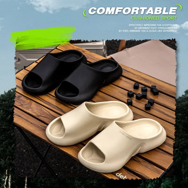Color: black, Shoe Size: 36-37 - High Quality EVA Soft Thick Soled Slippers Women's Summer Fashion Wear Slippers Home Home Sandals Men's Beach Shoes