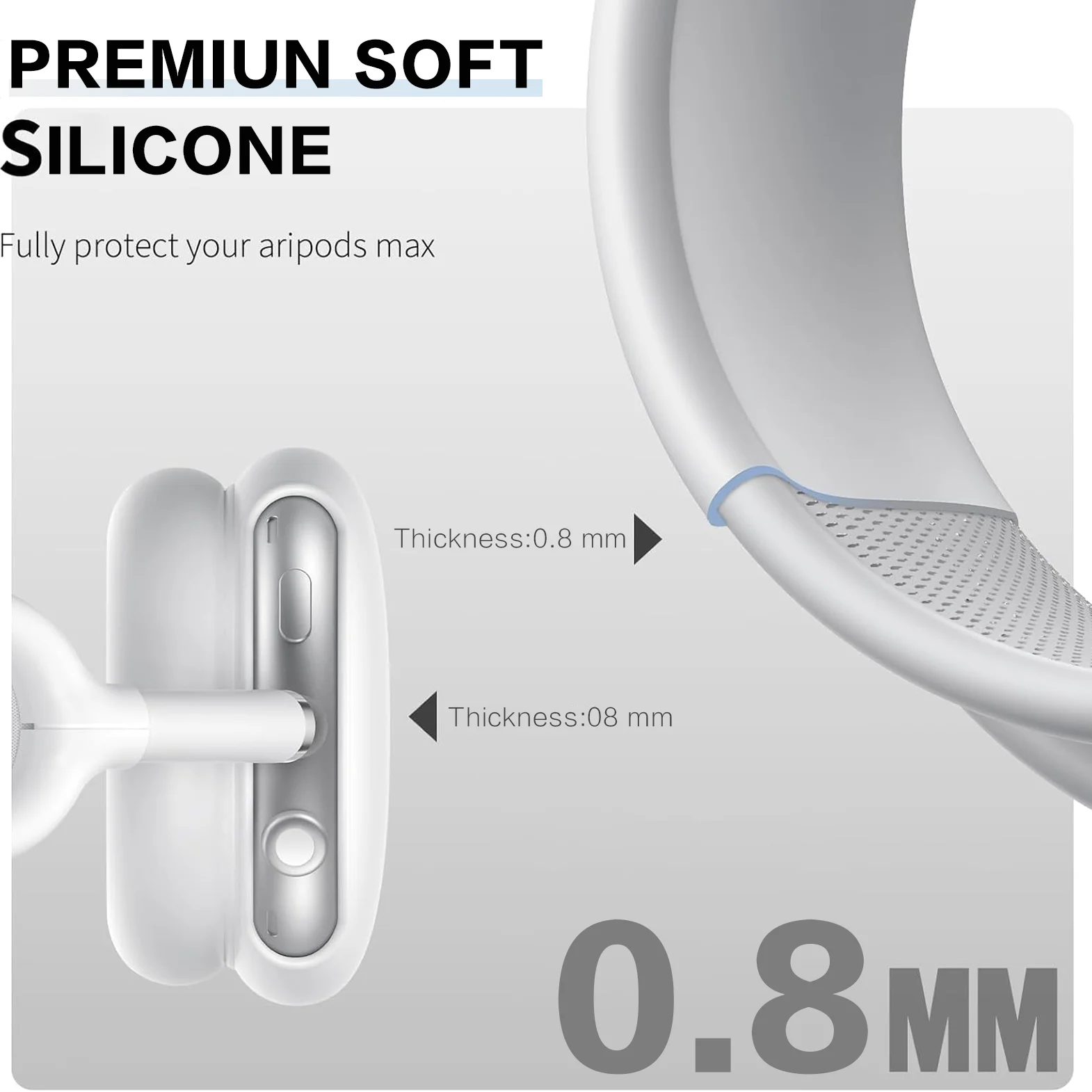 Color: WHITE - Silicone Case Cover for AirPods Max(2024/2020) Headphones, Anti-Scratch Ear Pad Case Cover/Ear Cups Cover/Headband Cover