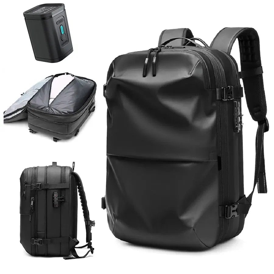 Color: NUDE - Men Travel Backpack vacuum compression 17 inch Laptop Business Large Capacity school Backpack Expanded outdoors Hiking backpack