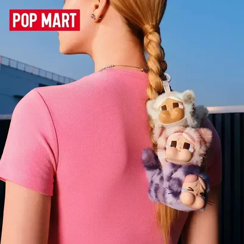 Color: SKY BLUE - Original POP MART CRYBABY Wild But Cutie Series Leopard Cat Blind Box Vinyl Plush Pendant Toys Surprise Guess Bag Girls Gifts
