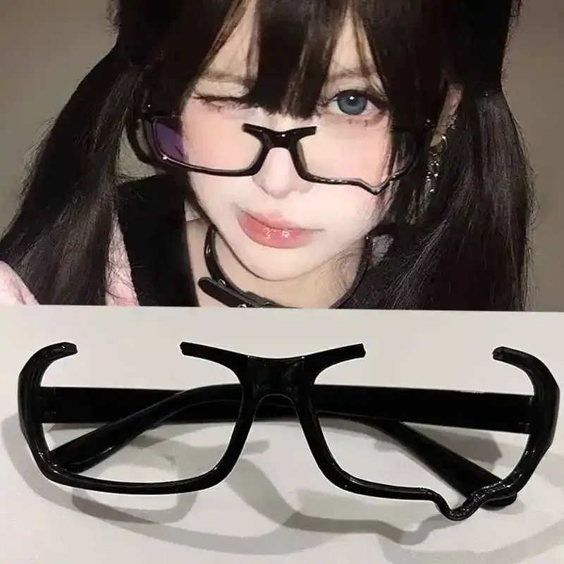 Frame Color: Clear - Japanese Anime Y2K Teardrop Cosplay Small Square Glasses Women's Retro Harajuku Glasses Clear Blue Light Blocking Eyewears