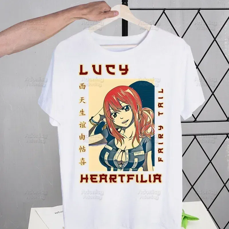 Color: Blue, Size: XL - Anime Fairy Tail Cartoon Natsu Erza Gray Lucy T-shirts Summer Men/Women Hip Hop Tshirt Streetwear t shirts Short Sleeve Tops