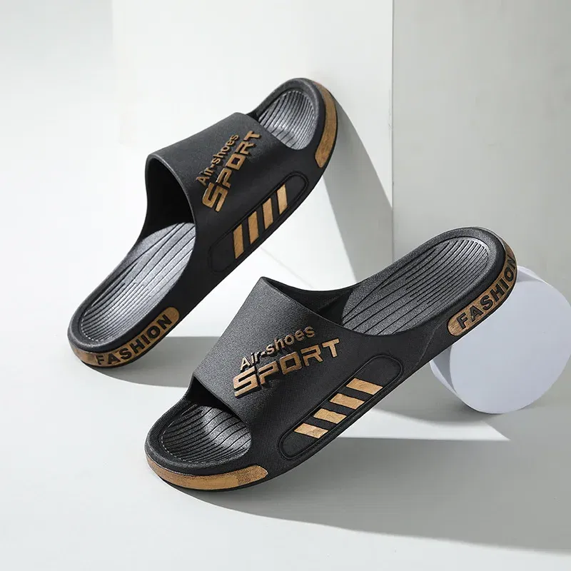 Color: Brown, Shoe Size: 5 - Fashion Men's Slippers PVC Soft Sole Non-slip Slides Casual Outdoor Beach Flip Flops Home Bathroom Couples Slippers New Sandal