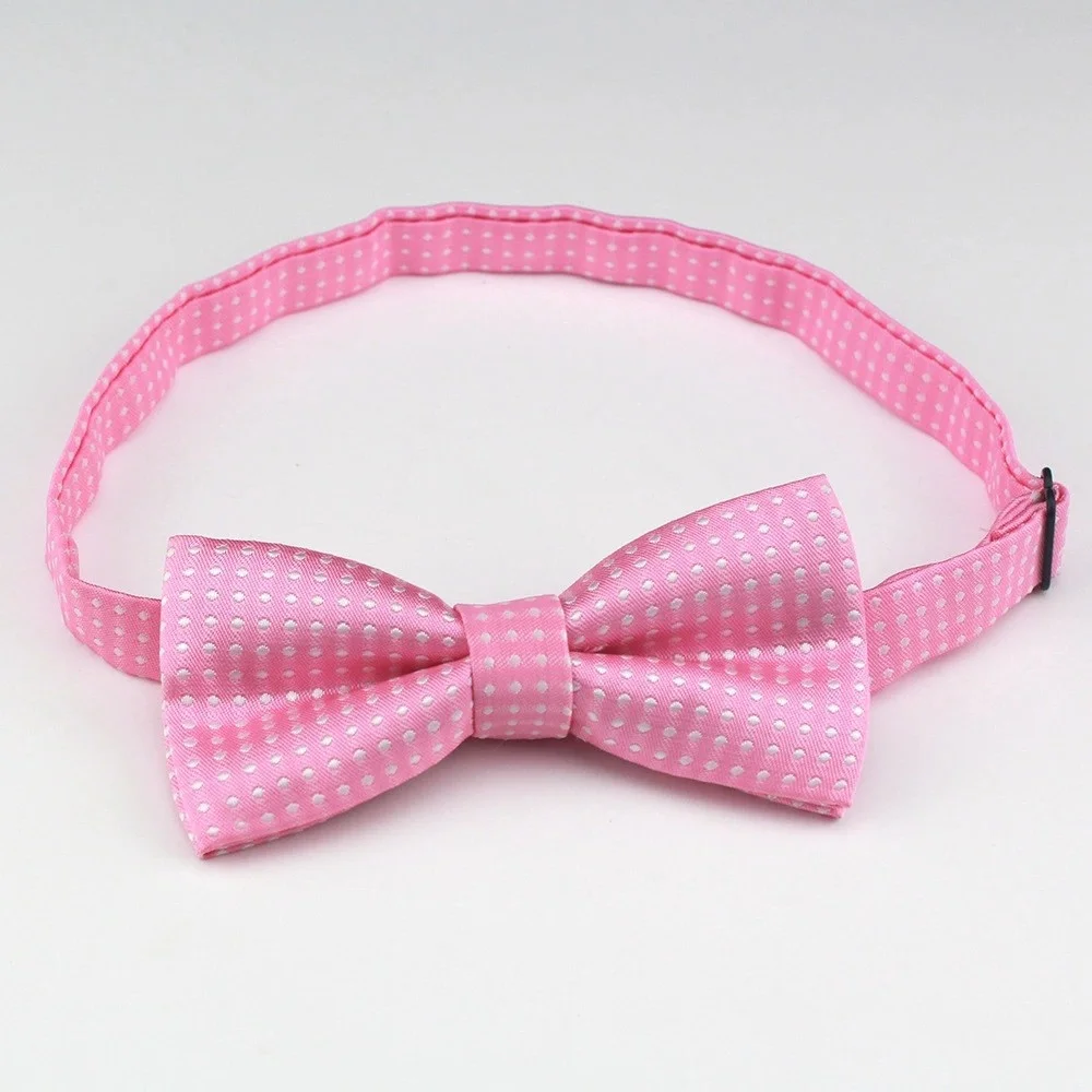 Color: pink - Korean Formal Dress Dots Bow Ties For Kids Business Bowknot Bridegroom Best Man Bowties Polka Dot Butterfly Cute Neckties Gift