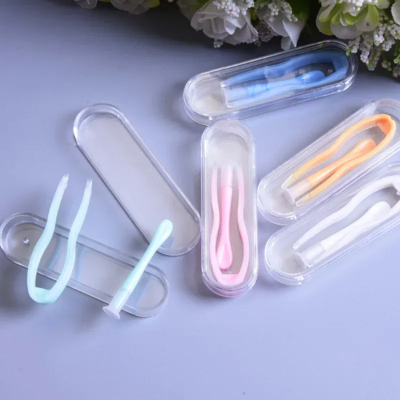 Color: Red - Remover Contact Lenses Inserter Color Tweezers Suction Stick Eyes Care Tool Kit Contact Lens Case Clip Stick Tweezers Pupils