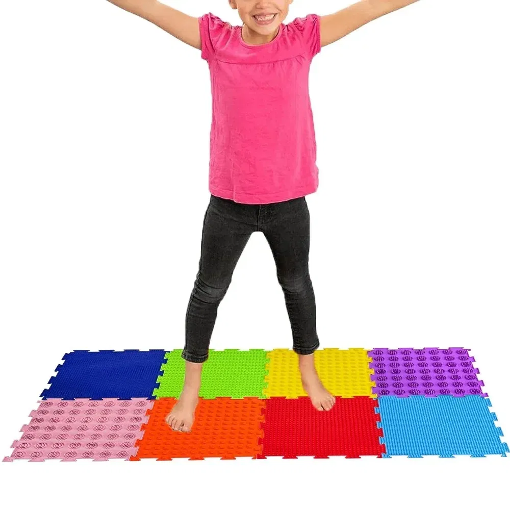 Color: Blue - Children's Tactile Sensory Training Mat Acupressure Pad Foot Massage Mat Children's Baby Acupressure Pad Toe Pressure Pad