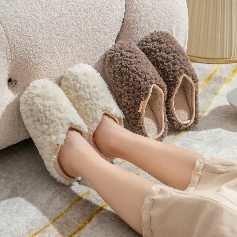 Color: Grass-Green, Shoe Size: 44-45, Ships From: CHINA - Crestar Warm Fluffy Women Slippers Winter New Indoor Soft Sole Fuzzy Bedroom Flat Slides Non-slip Fleece Lind Fur House Slippers