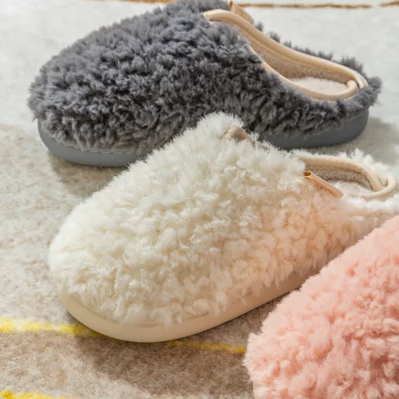 Color: Grass-Green, Shoe Size: 44-45, Ships From: CHINA - Crestar Warm Fluffy Women Slippers Winter New Indoor Soft Sole Fuzzy Bedroom Flat Slides Non-slip Fleece Lind Fur House Slippers
