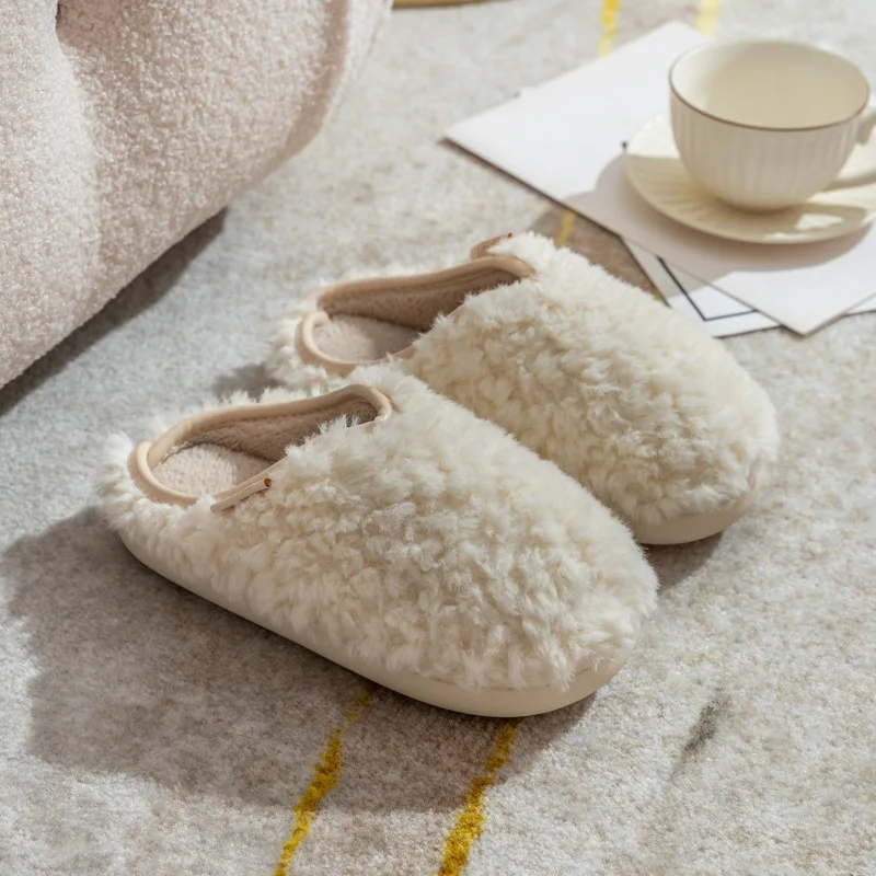 Color: Grass-Green, Shoe Size: 44-45, Ships From: CHINA - Crestar Warm Fluffy Women Slippers Winter New Indoor Soft Sole Fuzzy Bedroom Flat Slides Non-slip Fleece Lind Fur House Slippers