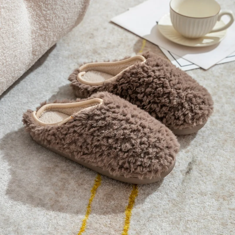 Color: Grass-Green, Shoe Size: 44-45, Ships From: CHINA - Crestar Warm Fluffy Women Slippers Winter New Indoor Soft Sole Fuzzy Bedroom Flat Slides Non-slip Fleece Lind Fur House Slippers