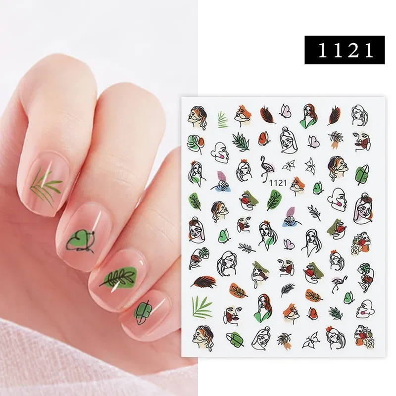 Color: Brige - 1Pc Christmas Stickers Santa Claus Snowflake Decals Catoon Image Muti- Pattern New Year Halloween Nail Art Stickers for Manicure