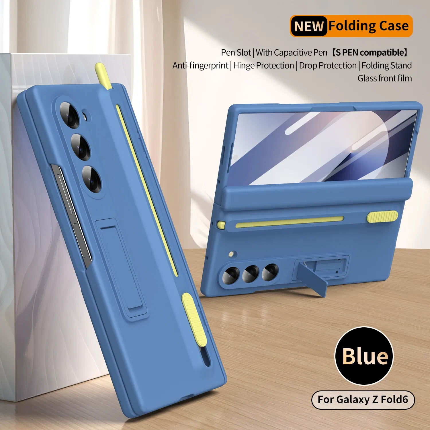 Color: cream, Material: CANVAS - Touch Pen Case For Samsung Galaxy Z Fold 6 5 4 3 Skin Friendly Folding Hinge with Elastic Wrist Band Screen Tempered Film Cover