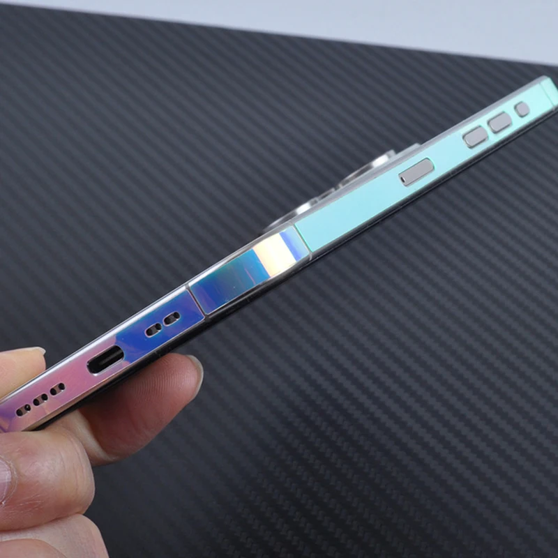 Color: ROSE - Luminous Edge Film Phone Frame Protective Sticker For IPhone 15 14 13 12 Pro Max Side Skin Anti-Scratch Border Protector