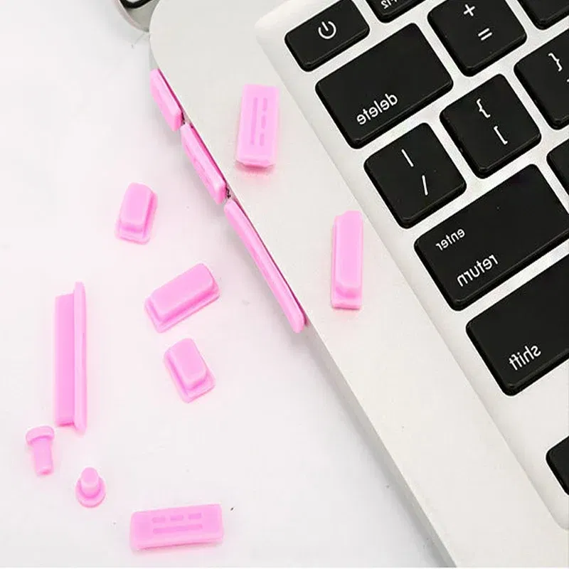 Color: Yellow - 12pcs/set Silicone Data Port Anti Dustproof Plug For Apple Macbook 11Air 13Air 13 Pro dust plug Stopper Cover Set For Laptop