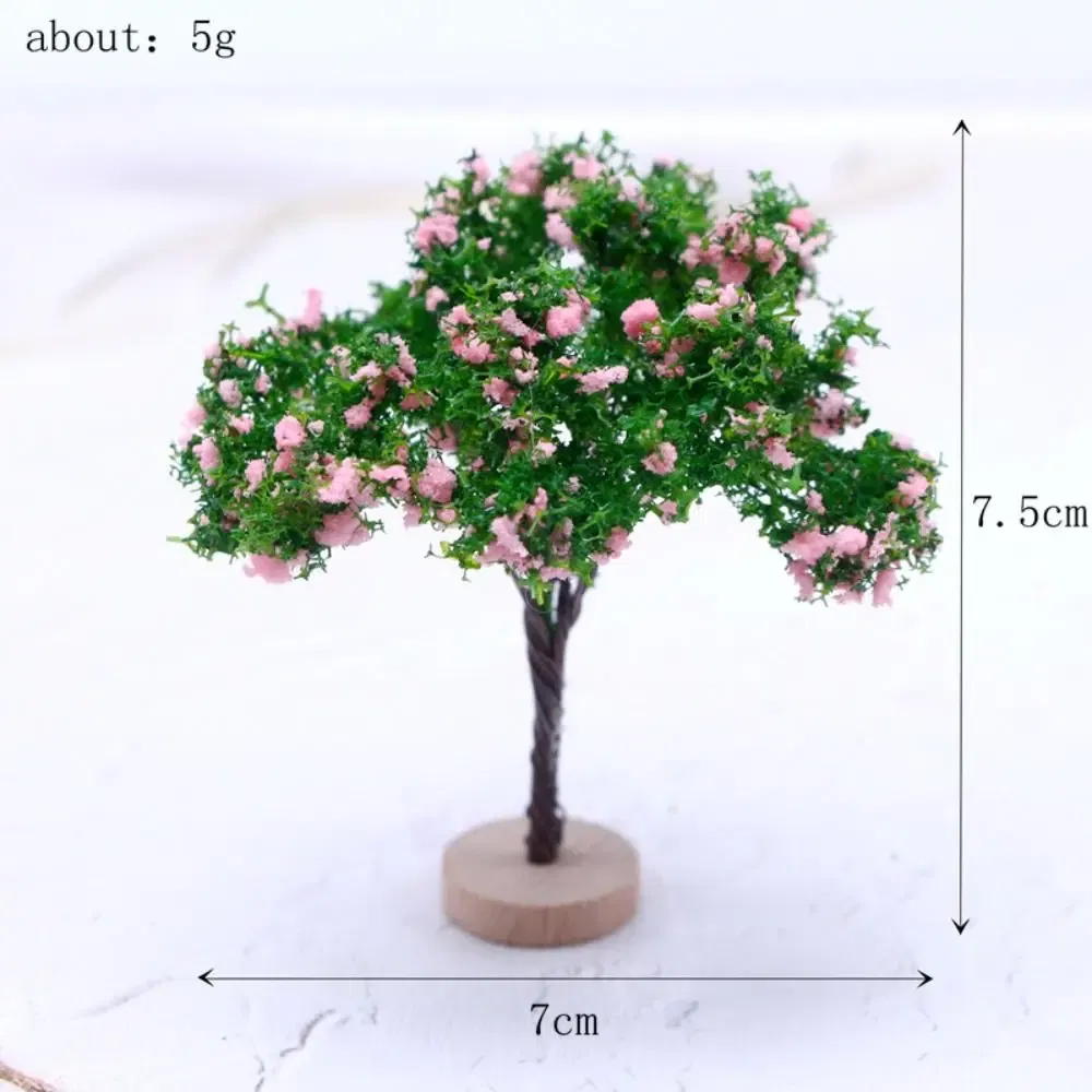 Color: army green - Artificial Moss Rocks/Wooden Base Model Trees Simulation Plastic Dollhouse Mini Tree Natural Green Bonsai Figurine