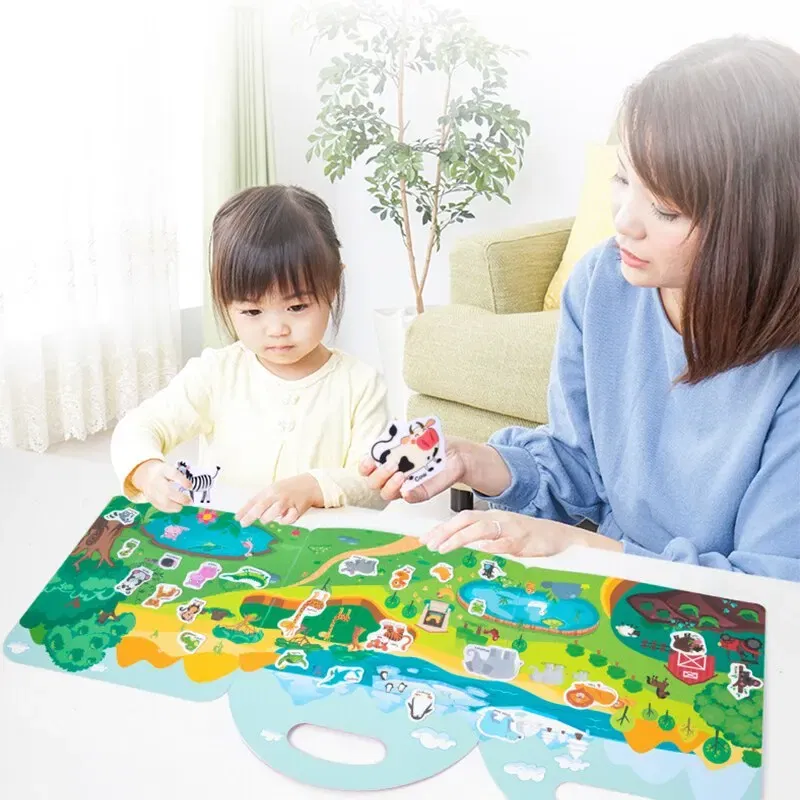 Color: Dark Grey - Early Childhood Education Scene Sticker Book Focus Cultivation Quiet Sticker Book Enlightenment Puzzle Cognitive Sticker Book