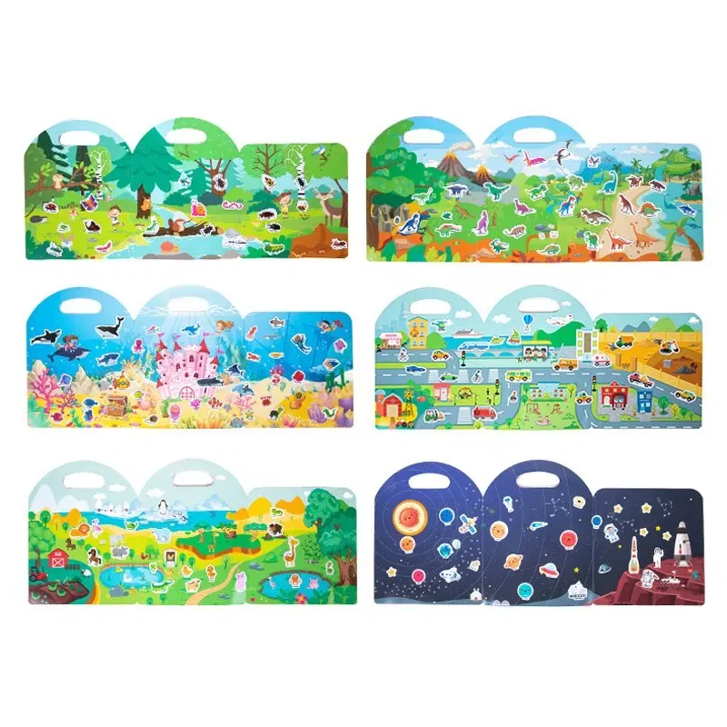 Color: Dark Grey - Early Childhood Education Scene Sticker Book Focus Cultivation Quiet Sticker Book Enlightenment Puzzle Cognitive Sticker Book