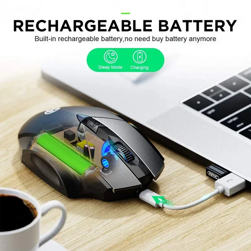 Color: black - Inphic Rechargeable Wireless Mouse Ergonomic Bluetooth 5.0 2.4G Mice Office Mute Mouse For MacBook Tablet Laptops Computer PC
