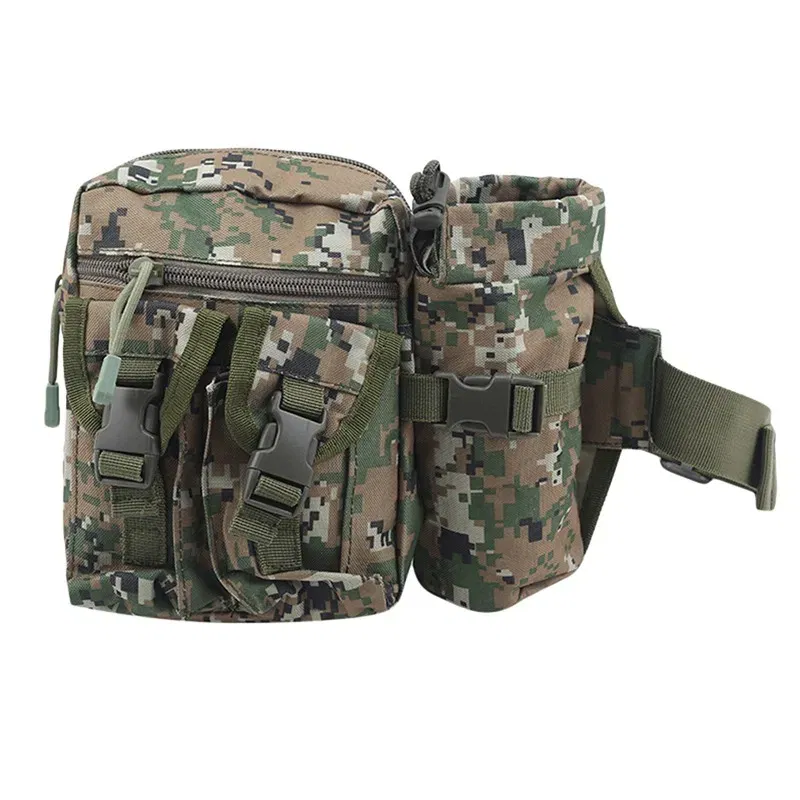 Color: SKY BLUE - Waterproof Nylon Fanny Pack Men Tactical Military Army Waist Bag Hiking Outdoor Camping Shoulder Bum Belt Bum Sport Chest Bags
