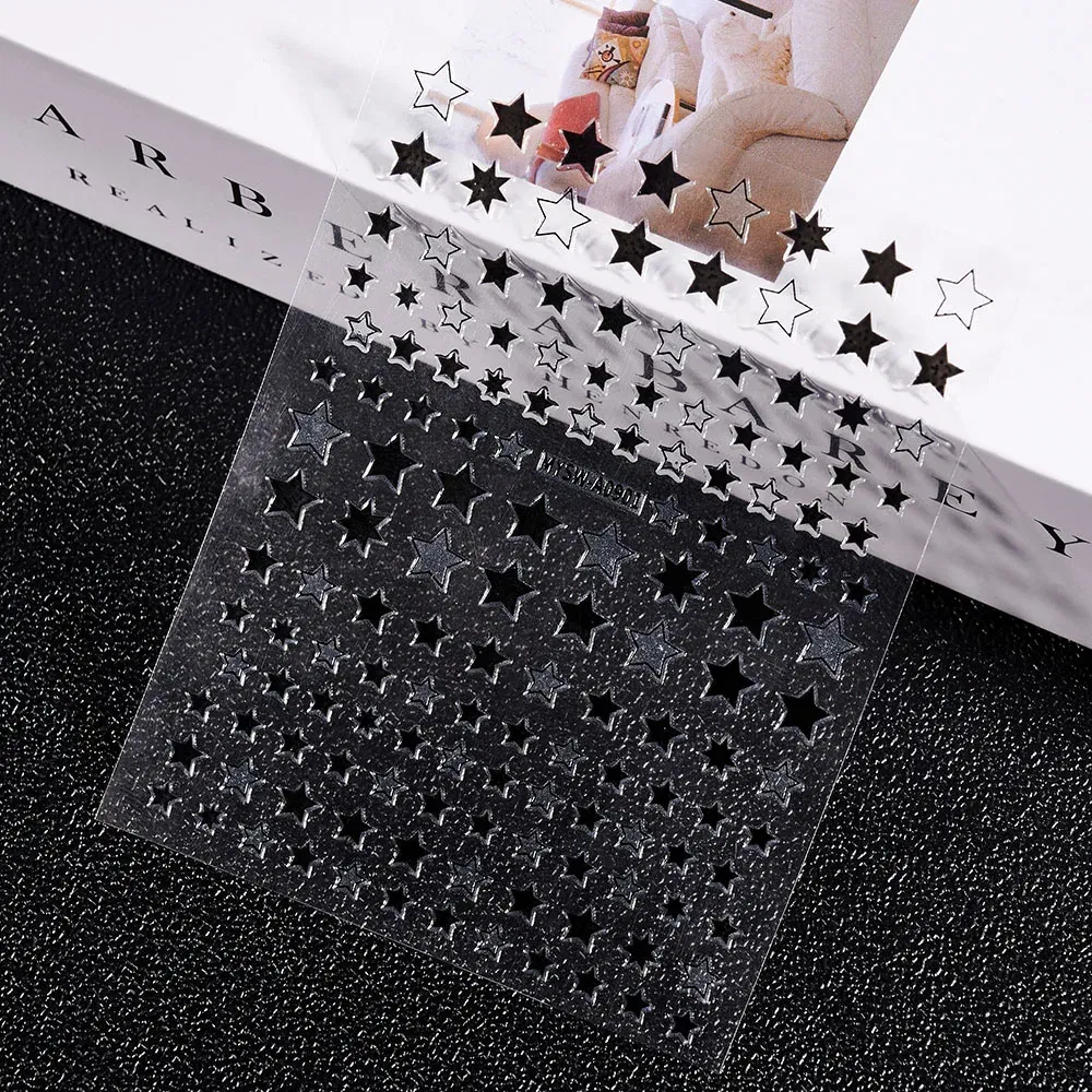Color: Middle Brown - 3D Laser Silver/Rose Gold Hollow Cross Star Nail Art Stickers Design Self-Adhesive Hollow Cross Star Nail/Body Art Decor Sticker