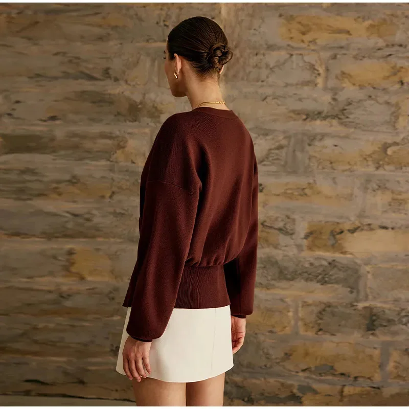 Color: SKY BLUE, Size: S - Women's Knitted Sweater with Elegant Temperament, Solid Color, Long Sleeved Buttons, Knitted Open