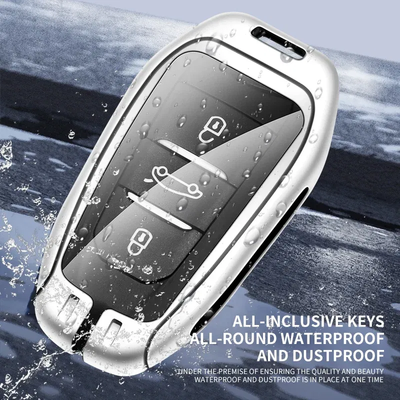 Color Name: black - Car Metal Key Case Cover Shell Fob For Peugeot 308 408 508 2008 3008 4008 5008 For Citroen C4 C6 C3-XR key chain Accessories