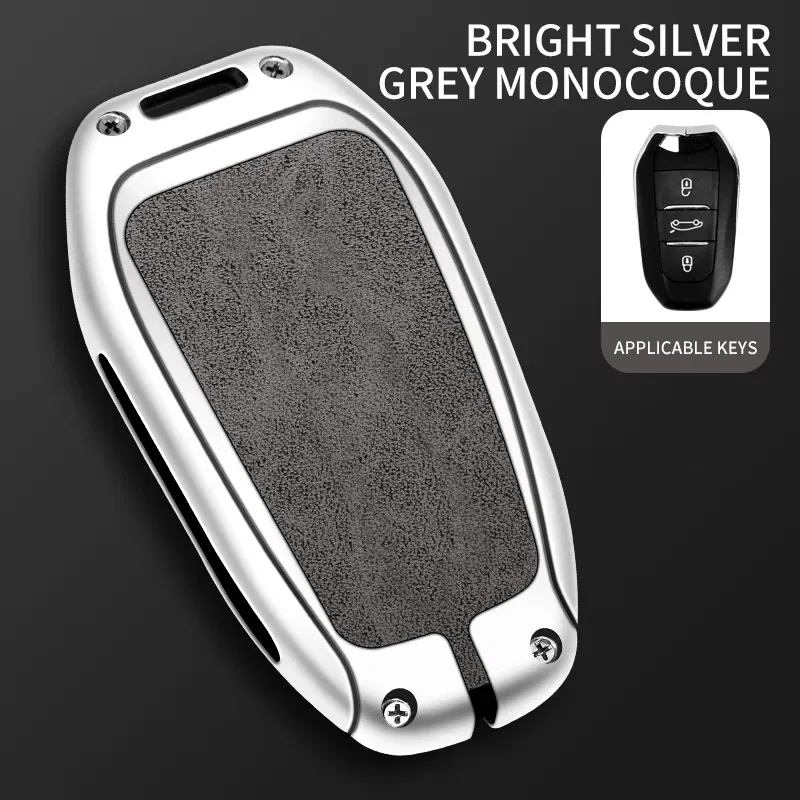 Color Name: black - Car Metal Key Case Cover Shell Fob For Peugeot 308 408 508 2008 3008 4008 5008 For Citroen C4 C6 C3-XR key chain Accessories