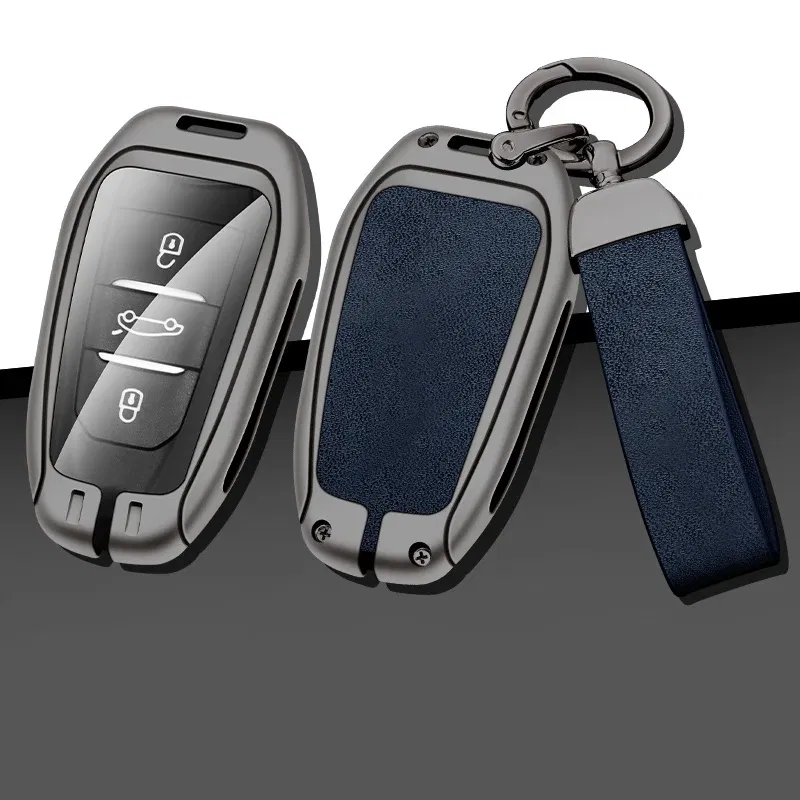 Color Name: black - Car Metal Key Case Cover Shell Fob For Peugeot 308 408 508 2008 3008 4008 5008 For Citroen C4 C6 C3-XR key chain Accessories